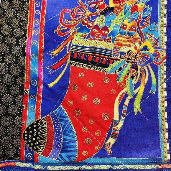 Handmade Quilted Patchwork Holiday Jacket Womens M Cats Birds Art to Wear - Picture 3 of 9